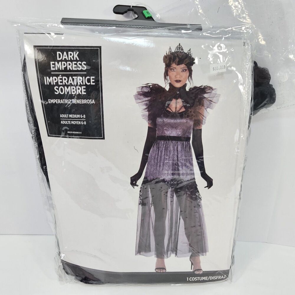 Dark Empress Costume Size M (6-8) Gothic Queen Black Tulle Dress Tiara Gloves